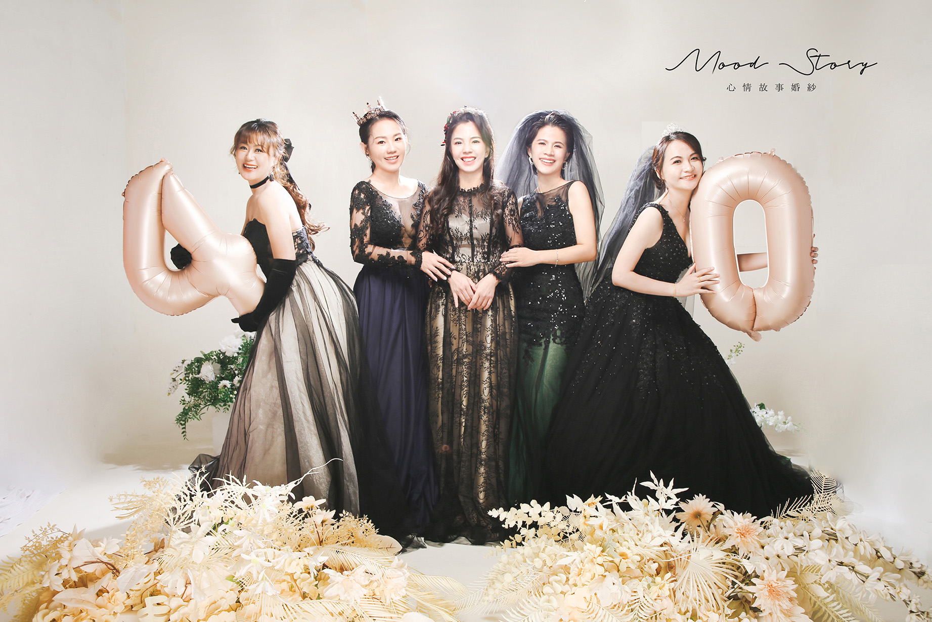 高雄棚拍閨蜜照，五位姐妹的白紗團體婚紗合影｜Mood Story